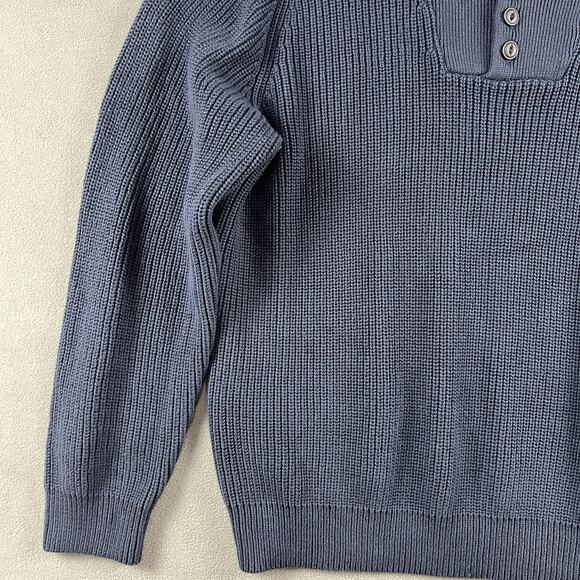 LL Bean Sweater Mens 2XL Blue Heavyweight Henly Casual Cable Knit Pullover - Picture 4 of 9